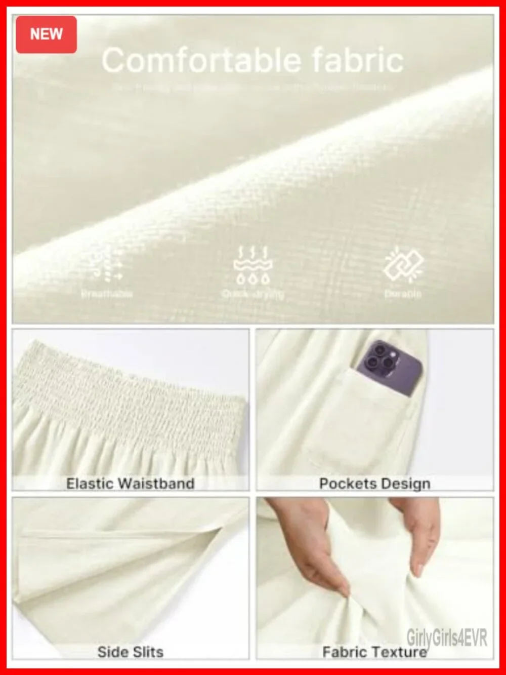 Linen Maxi Skirt Flowy High Waist Side Slit Pockets Summer Beach